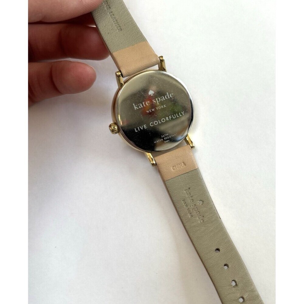 Kate Spade Metro Vachetta Watch Gold Beige Leather 5 O'Clock Somewhere 34mm - Picture 3 of 7